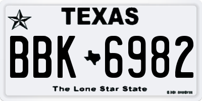 TX license plate BBK6982
