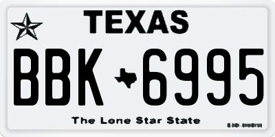 TX license plate BBK6995