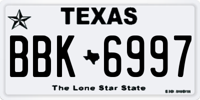 TX license plate BBK6997