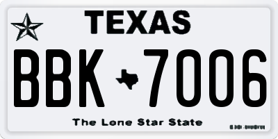 TX license plate BBK7006