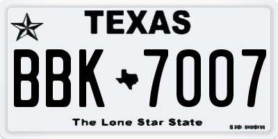 TX license plate BBK7007