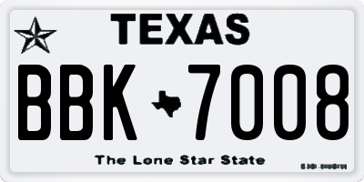 TX license plate BBK7008
