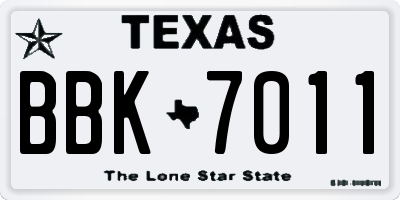 TX license plate BBK7011