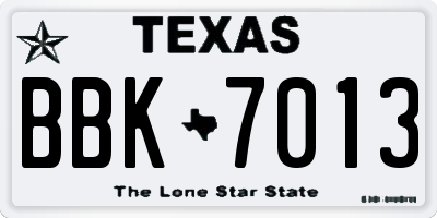 TX license plate BBK7013