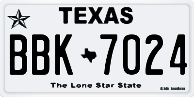 TX license plate BBK7024
