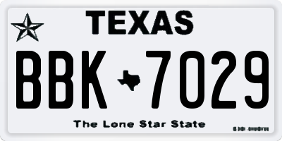 TX license plate BBK7029