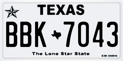 TX license plate BBK7043