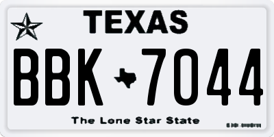 TX license plate BBK7044