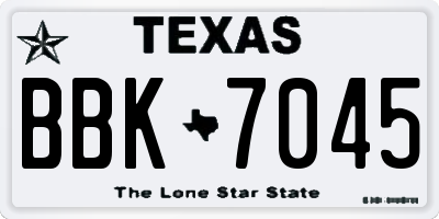 TX license plate BBK7045