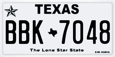 TX license plate BBK7048