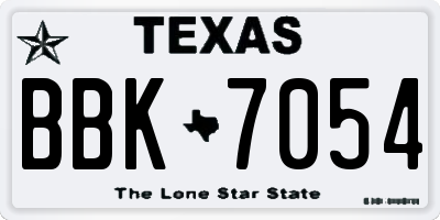 TX license plate BBK7054