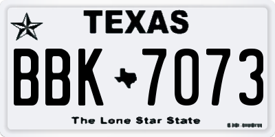 TX license plate BBK7073