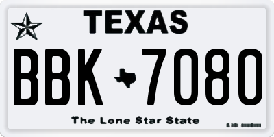TX license plate BBK7080