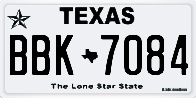 TX license plate BBK7084