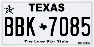 TX license plate BBK7085