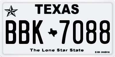 TX license plate BBK7088