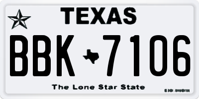 TX license plate BBK7106