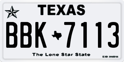 TX license plate BBK7113