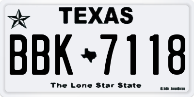 TX license plate BBK7118