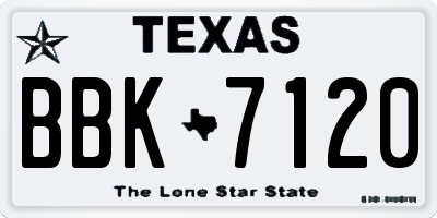 TX license plate BBK7120