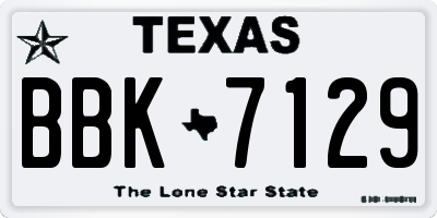 TX license plate BBK7129
