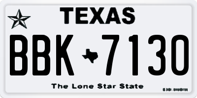 TX license plate BBK7130