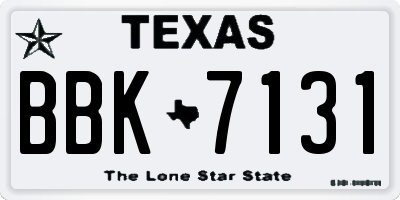 TX license plate BBK7131