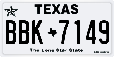 TX license plate BBK7149