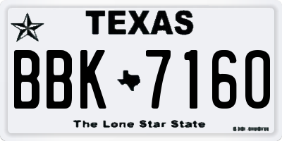 TX license plate BBK7160