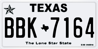 TX license plate BBK7164