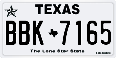 TX license plate BBK7165