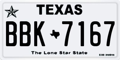 TX license plate BBK7167