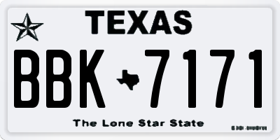 TX license plate BBK7171