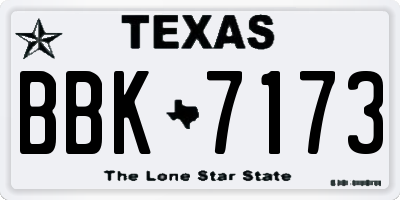 TX license plate BBK7173