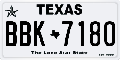 TX license plate BBK7180