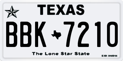 TX license plate BBK7210