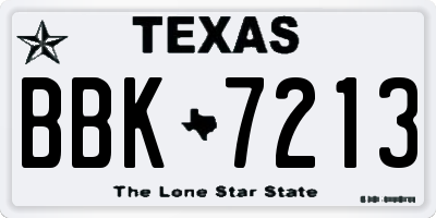 TX license plate BBK7213