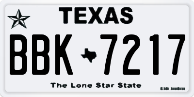 TX license plate BBK7217