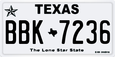 TX license plate BBK7236