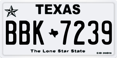 TX license plate BBK7239