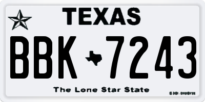TX license plate BBK7243