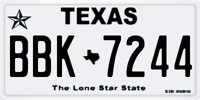 TX license plate BBK7244