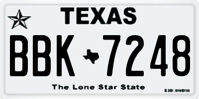 TX license plate BBK7248