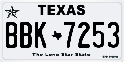 TX license plate BBK7253