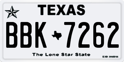 TX license plate BBK7262