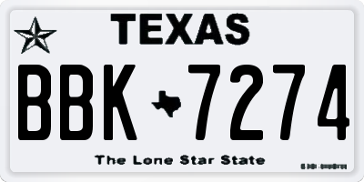 TX license plate BBK7274