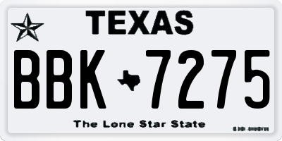TX license plate BBK7275
