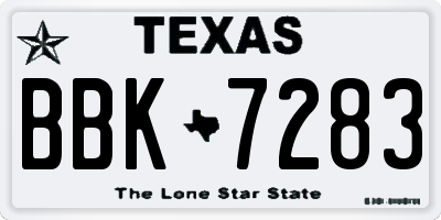 TX license plate BBK7283