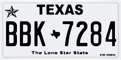 TX license plate BBK7284