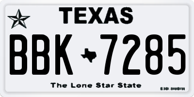 TX license plate BBK7285